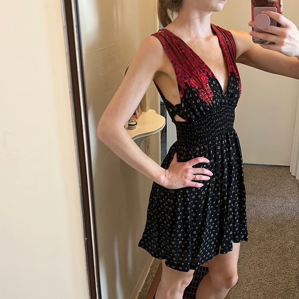 Free people red and black dress size small